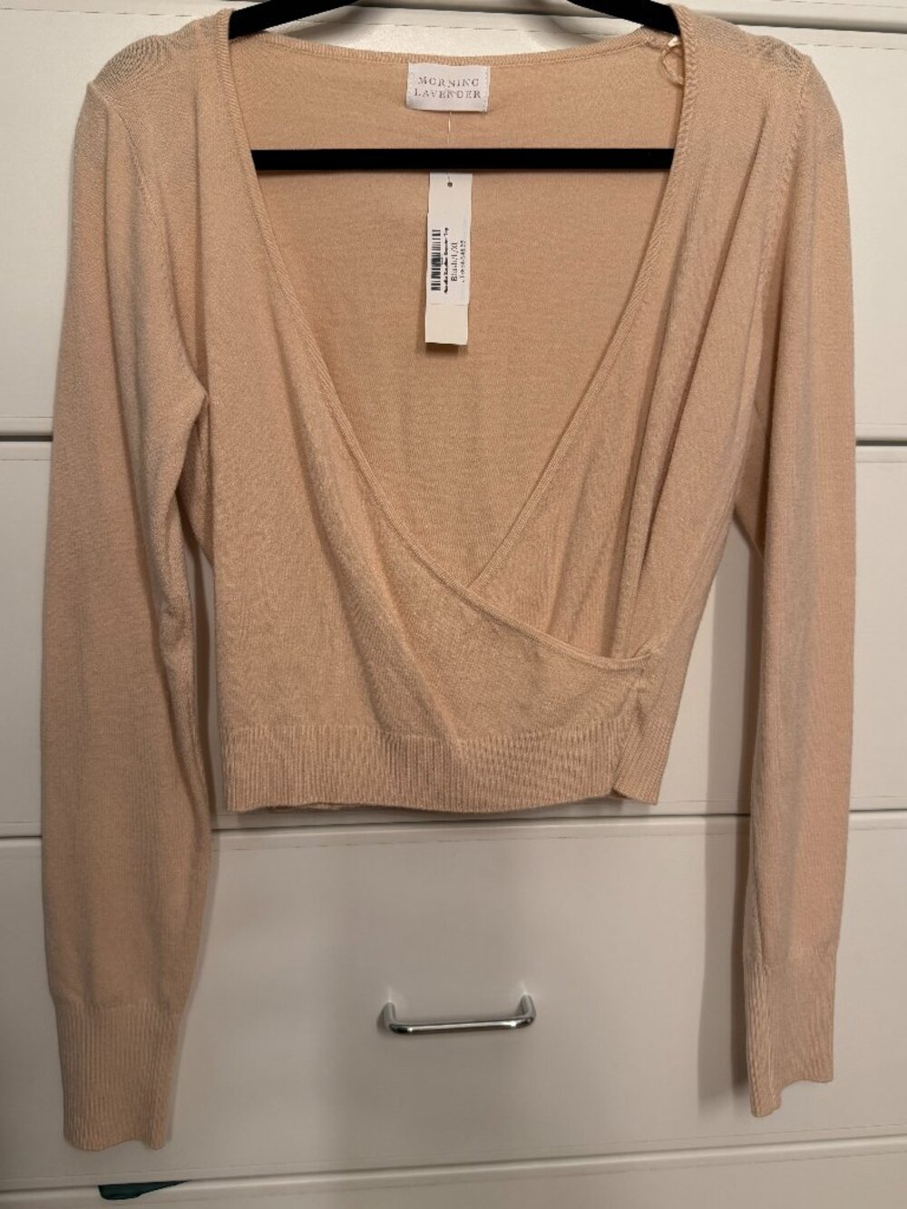 Morning Lavender Rosette Surplice Sweater Top Blush L/XL NWT